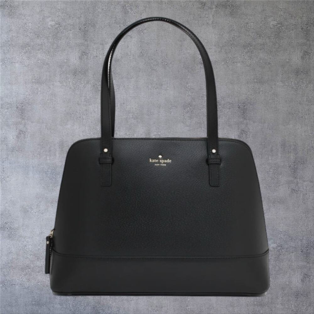 Kate Spade Grand Street Rachelle Black Leather Dome Satchel Large Handbag Bag